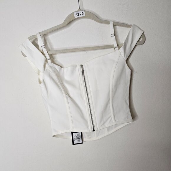 NWT I.Am.Gia. White Bridget Off The Shoulder Corset Boning Top Back Zip S - Picture 3 of 9